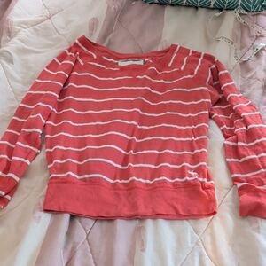 Abercrombie & Fitch Coral and White Striped Sweater